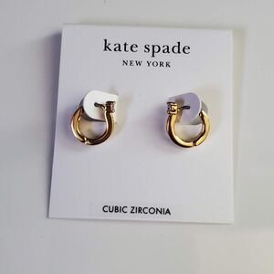 Kate Spade Precious Delight Cubic Zirconia Huggie Hoop Earrings Gold Plate